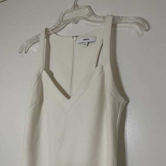 Likely Ivory white V-neck shift mini sleeveless dress size US 4 - Picture 2 of 5